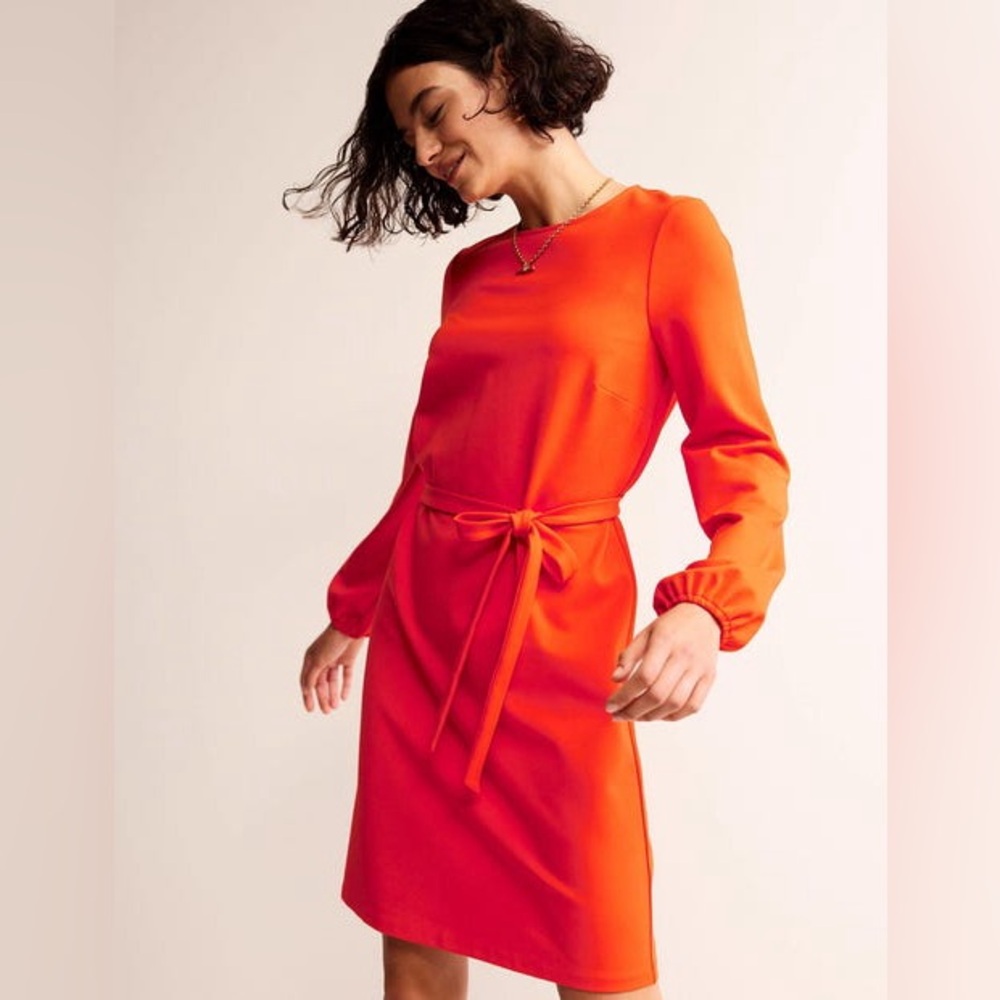 Boden Orange Red Long Sleeve Dress